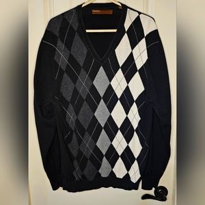 [PERRY ELLIS] Men's Argyle V Neck Sweater 《L》